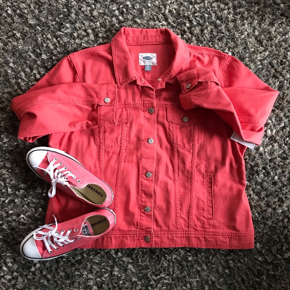 OLD NAVY Coral colored jean jacket XXL